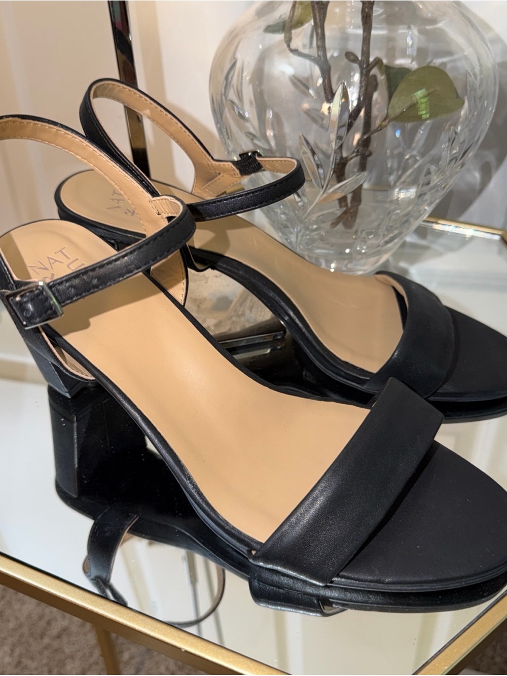 Naturalizer Bristol Women's Black Block Heel Sandals sz 12M